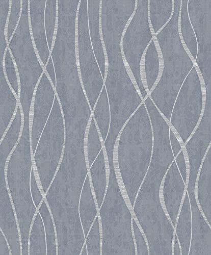 Galerie G67720 Special FX Glitter Ribbons Design Wallpaper, Blue/Silver, 10m x 53cm
