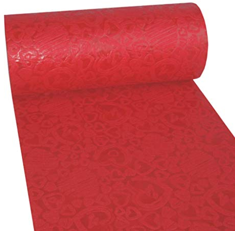 Dekoflor Tischband Tischläufer Tischdeko einzigartiges Herzen Design (Wasserfest, Lotuseffekt, samtige Oberfläche, 5 m Rolle, 30 cm Breite, 100% Nylon), Rot