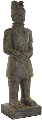 Korb-Outlet Gartenfigur Chinesischer Soldat stehend Steinguss/Steinfigur Krieger Terrakotta Armee Statue 150cm für Haus und Garten
