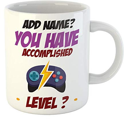 Gift Hub - Personalised Mugs for Gamers Birthday Gifts,Customised Gaming Mug, Personalised Gifts for Men, Funny Mugs for Men Featuring Video Game Design (Any Level)