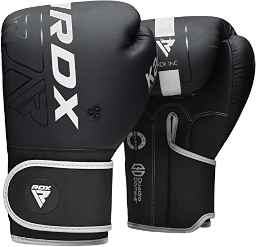 RDX Boxhandschuhe, Muay Thai Kickboxen Sparring, Maya Hide Leder Kara Boxing Gloves Männer Damen, Boxsack Punchinghandschuhe, Kickboxhandschuhe MMA Kampfsport Training Schwarz Adult 8 10 12 14 16oz