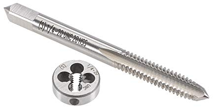 uxcell 1/4-Zoll-20 UNC-Gewindebohrer und Schneideisen Set, HSS Maschinengewindebohrer mit rundem Gewindeschneider, Rechtshänder