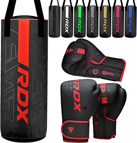 RDX 12 KG Gefüllt Boxsack Kinder mit Boxhandschuhe und Drehwirbel, 60 cm Hängend Box Set Für Boxen Kickboxen MMA Muay Thai Karate, Punchingsäcke für Jungen Mädchen, Maya Hide Leder Kids Punching Bag