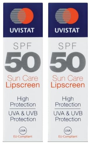 Uvistat Sun Care Lipscreen | SPF50 | Moisturising Lip Balm | Prevent Dry and Chapped Lips | 2 Tubes