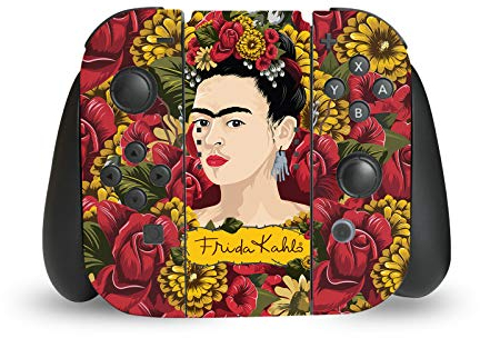 Head Case Designs Offizielle Zugelassen Frida Kahlo Portrait Muster Blumenhaft Matte Vinyl Haut Gaming Aufkleber Abziehbild Abdeckung kompatibel mit Nintendo Switch Joy-Con Controller