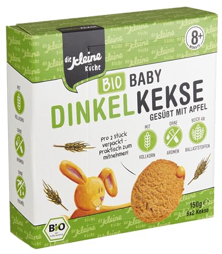 die Kleine Küche VEGAN BIO Dinkel Kekse NEU 10 x 150 gr. Baby Kleinkind Snack, ohne Zusatzstoffe, praktische Portionsverpackungen (6 x 2 Kekse)