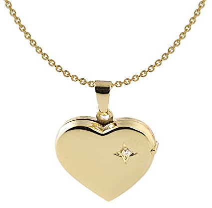 Acalee Damen-Kette mit Herz-Medaillon 333 / 8K Gold wunderschöner Halsschmuck für Frauen, elegante Geschenkidee aus Echtgold, 30-3007-45 45 cm
