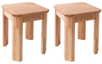 Krok Wood 2X Hocker Berlin aus Massivholz in Buche 35x35x45 cm