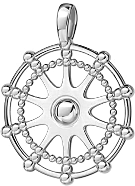 JEVELION Silber Steuerrad-Anhänger mit Sonnensymbol Maritim 925 Silber Schiffsruder für Damen und Herren