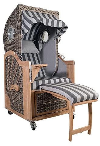 Strandkorb Kampen Spezial Single White Oak Set 11 inkl. Industrierollen