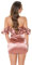 Koucla Mini robe sexy épaules dénudées aspect satin, vieux rose, S