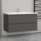Biubiubath 1000mm Wall Hung Basin Vanity Unit Grey 2 Soft Close Drawers 1 Tap Hole Sink Bathroom Toilet Storage Funiture