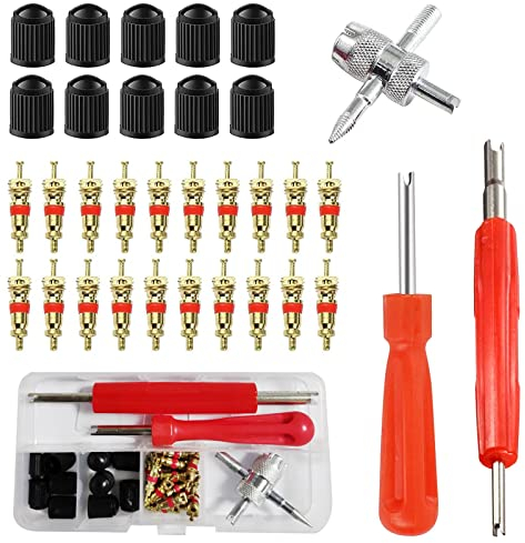 di Rimozione Della Valvola Del Pneumatico, Kit di Riparazione Pneumatici,Set Chiave Valvola,per La Riparazione di Auto e Moto 33 Pezzi Tokaneit