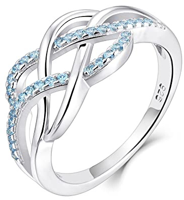 YL Keltischer Ring 925 Sterling Silber 5A Zirkonia Jubiläum Ewigkeit Unendlichkeit Keltischer Knotenring für Damen