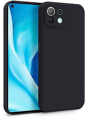 MyGadget Hülle für Xiaomi Mi 11 Lite 5G - Zweilagige Handyhülle mit Kameraschutz - Cover mit Innenfutter & Silikon außen - Schwarz