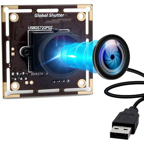 IFWATER USB-Kameramodul mit 60 fps Global Shutter mit 170°-Fischaugenobjektiv, Hochgeschwindigkeits-720P Aptina AR0144 Kamera für industrielle Anwendungen mit Jetson Nano, Laptop, Raspberry Pi