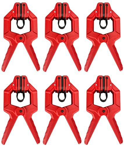 Viking Mountain Tool Works Edge Clamp 6 Pack - Red Plastic Clamps for Shelving, Cabinet Edges, Plywood Edging, Laminations