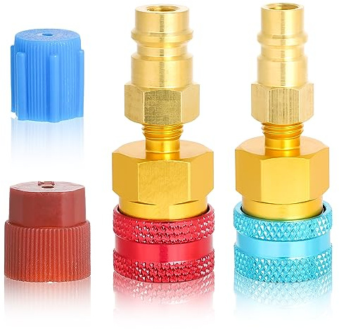 BOXOB Kit de Coupleurs R1234YF, R1234YF à R134A Adaptateur, Coupleur Rapide Côté Haut/Bas, Connecteur de Tuyau de Climatisation, Adaptateur R1234YF pour Climatiseur de Voiture
