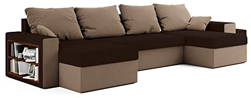 ALTDECOR Ecksofa in U-Form mit Schlaffunktion und Bettkasten Corner Sofa Bett Eckcouch Couch L-Form Schlafcouch Ausziehbar Wohnlandschaft Schlafsofa Cauchsofa - BOSTI - 327x140x90cm Braun