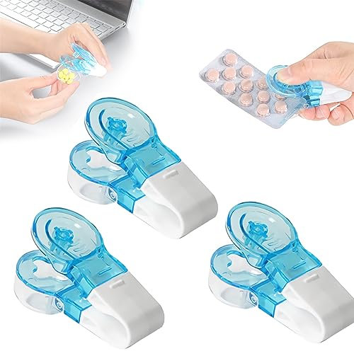 Pilulier portable, petit dissolvant de distributeur de pilules, outil de retrait de médicaments sans contact, facile à retirer les pilules de l'emballage (3 pièces)