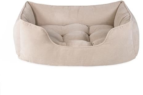 Rosewood Cord Hundebett, quadratisch, Beige, Größe S