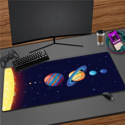 Tapis de Souris XXL (1200x600mm) Grand Tapis de Souris Géométrique Bleu Blanc Tapis de Souris Antidérapant avec Surface Spéciale Améliore la Précision et la Vitesse pour Gamer,Ordinateur,PC