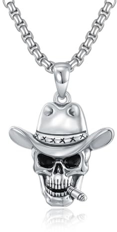 Shusukue Western Cowboy Hut Halskette Herrenkette Totenkopf Herren Halskette Gothic Stil Herren und Damen Halskette Geschenk für Western Cowboys