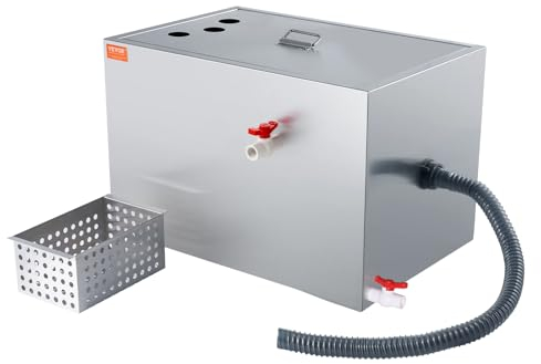 VEVOR Intercepteur à Graisse Commercial, Séparateur de Graisse 18 kg, Bac à Graisse Entrée Inférieure, sous l'Évier en Inox, Séparateur Huile-Eau d'Eaux Usées 10 GPM, pour Cuisine Cantine Restaurant