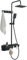 Black Rainfall Shower Faucet Bathroom Storage Shelf Bath Shower Set with Handshower Tub Spout Bath Shower Mixer Tap WAGXIyU