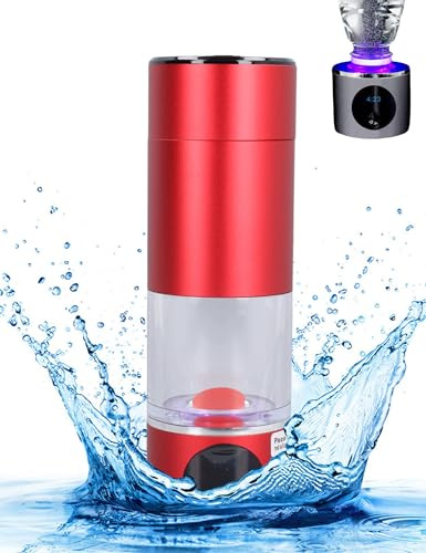 Bottiglia D'Acqua a Idrogeno Pro - Generatore di Acqua a Idrogeno 2 in 1, Macchina per Acqua a Idrogeno 10 Minuti 5000ppb Generazione di Idrogeno Superba per Acqua Pura (Rosso)