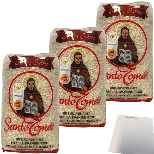 usy Bundle für Santo Tomas Arroz Extra Paellareis Rundkornreis 3er Pack (3x1kg Packung) + usy Block