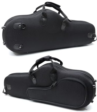 YoungMonic Schwarzer Koffer für Altsaxophon, leichte Handschlaufe, starke Saxophontasche, Schwarz