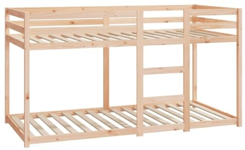 vidaXL Etagenbett, Hochbett mit Leitplanken, Stockbett für Schlafzimmer, Bett Holzbett Einzelbett, Böhmischer Stil, 90x200cm Massivholz Kiefer