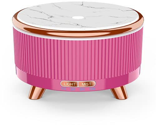 500 ML Diffuseur Huiles Essentielles, Diffuseur d'Huiles Parfumées, Diffuseur d'Arômes pour Chambre à Coucher avec LED 7 Couleurs, Couleur Rose