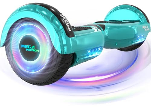 MEGA MOTION 𝐇𝐨𝐯𝐞𝐫𝐛𝐨𝐚𝐫𝐝, 6,5 Zoll mit Bluetooth-Lautsprecher und LED-Radlichtern, geeignet für Kinder und Jugendliche (Grün)