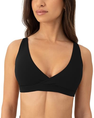 PAVOI ACTIVE FlexFlow Sport-BH mit V-Ausschnitt für Damen, niedrige Unterstützung, Yoga, verstellbare Träger, tiefer V-Ausschnitt, herausnehmbare Pads, Schwarz, Medium