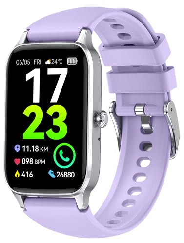 Smart Watch for Men Women Answer/Make Calls, 1.57 Fitness Watch, Fitness Tracker, Heart Rate Sleep Monitor, 110+ Sports Activity Trackers Step Counter, IP68 Waterproof Smartwatch, Silver-Light Purple