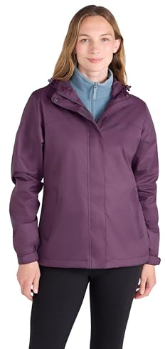 Mountain Warehouse Torrent Jacke für Damen - Wasserfeste Regenjacke, leichter Mantel, versiegelte Nähte, Damenjacke mit Taschen - Reisen, Camping, Frühling, Sommer Dunkel Lila Damengröße EU 34
