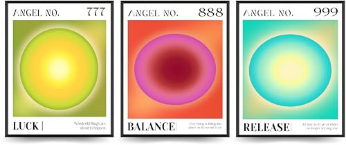 Aura Engel Zahlen Poster für Mädchenzimmer, 777 888 999 Farbverlauf, minimalistische Wandkunst, Poster Drucke für Wohnheim-Dekoration, ungerahmt (40 x 50 cm)