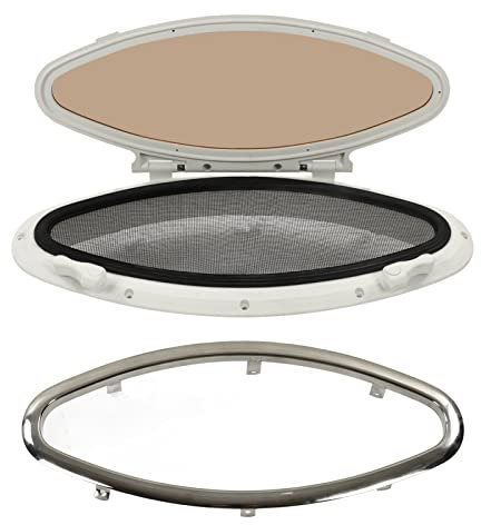 Grcfumo Boat Portlight Window, Marine Hatch Porthole Window, Boat Portlight Hatch Window Ultraviolet Resistant Oval Shape for Yacht Boat Marine