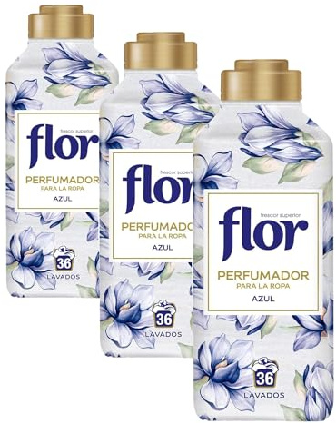 Flor Perfumador para la Ropa con fragancia fresca Azul, hasta 36 dosis, 720 ml (Paquete de 3)