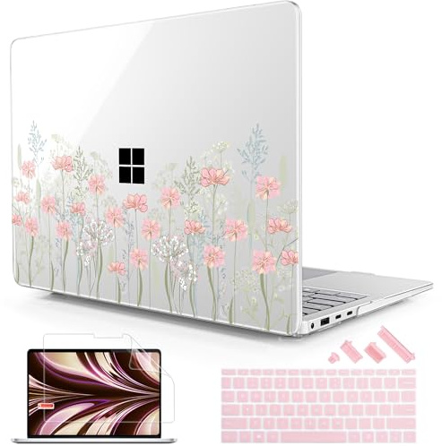 Lepeoac Case for Surface Laptop 8 2026/7 2024 13.8, Floral C322 | Hard Shell Case with Keyboard Cover & Screen Protector & Dust Plugs. Fits Surface Laptop 8 2026 & Laptop 7 2024, Model 2036.