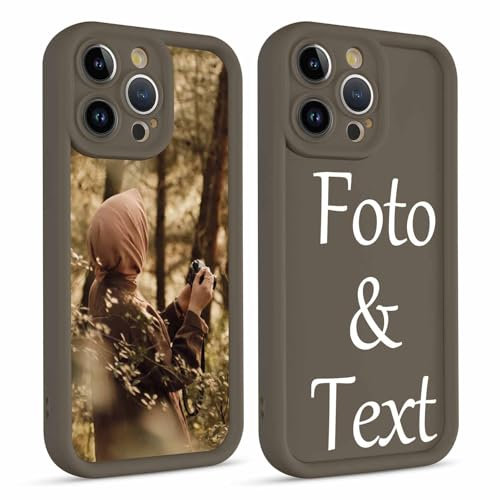 Xylota Personalisierte Handyhülle für iPhone 11 Pro Max 6,5'', Personalisiert Hülle mit Selbst Gestalten Eigenem Bild Text Foto Schutzhülle, Individuelle Design Case für iPhone 11 Pro Max,Khaki
