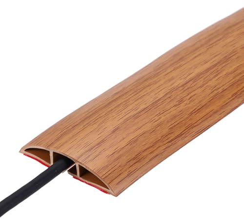 sourcing map Floor Cord Cover 10ft, Extension Cord Hider for Floor Cable Management Wire Covers Protector Prevent Cable Trips 0.47 W x 0.24 H, Yellow Oak