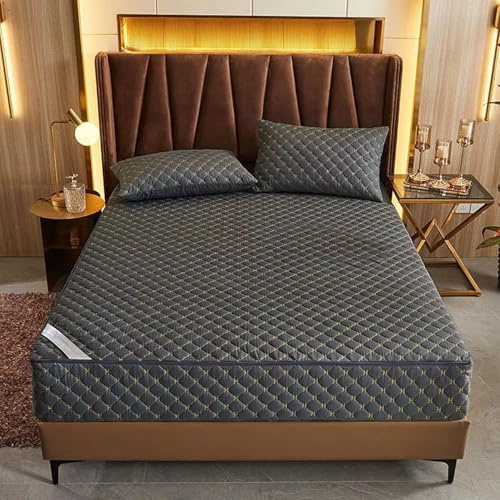 LDLCYCN Grey/b,200x240+30cm, Anpassbare Full Zip Matratzenschutz Abdeckung Atmungsaktiv&Anti Staub Matratze Ummantelung Abdeckung Doppel/King Komfortables Spannbettlaken Matratzenbezug Waschbar