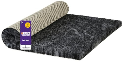 Slumberdown Fleece Pet Mat Small (60 x 40cm) - Ultra-Soft, Quick-Dry & Non-Slip Vet Bedding for Dogs, Puppies & Cats | UK-Made, Breathable, Non-Allergenic, Washable, Charcoal