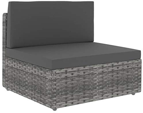 Qnhdfrt Modulares Rattan-Sofa-Mittelteil Grau Anthrazit PE-Rattan Wetterfest für Garten Balkon Terrasse