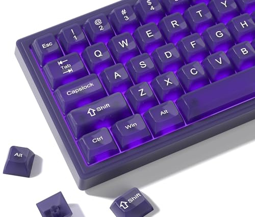 Womier Keyboard Keycaps Jelly Purple, Cute Keycaps Transparent Clear Custom Key Cap 60 65 75 100 Percent for Cherry MX, Kailh, Outemu, Gateron Mechanical Keyboards(MDA Profile)