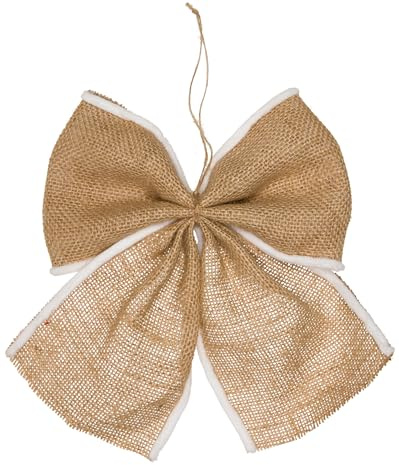 Halbach 100% Jute Schleifen Set, 20 cm x 22 cm, 2 Stück, weiß | Große Geschenkschleife bleicht nicht aus und färbt nicht ab, für Indoor und Outdoor als Baumschmuck und Weihnachtsdeko