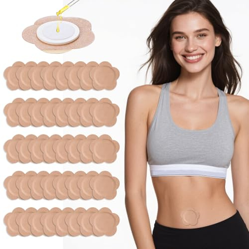 Rayyl 50 Stück Castor Oil Patches, Rizinusöl Pflaster Bauchnabel Rizinusöl Packung Wrap für Den Bauchnabel (7x7cm Blumenform) für Nabel oder Gelenkbereich (Enthält kein Öl)